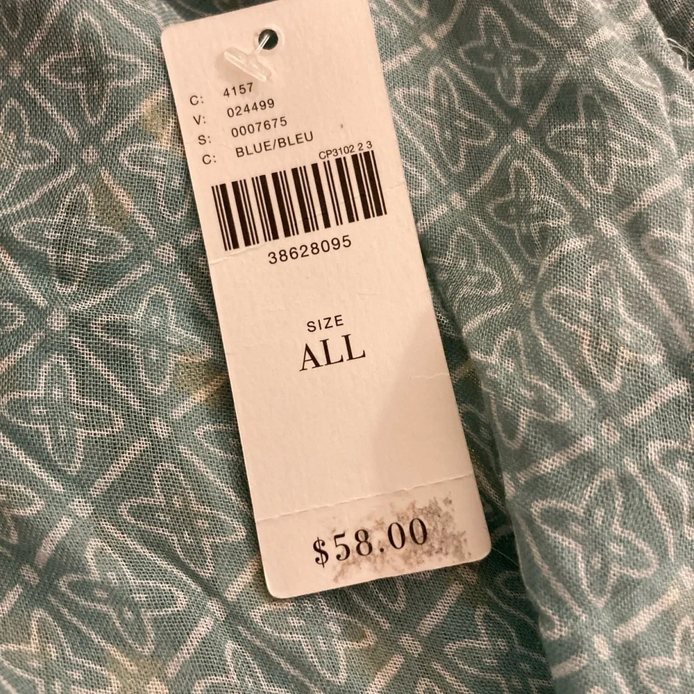 Anthropologie Teal Geometric Scarf NWT - Picture 3 of 7